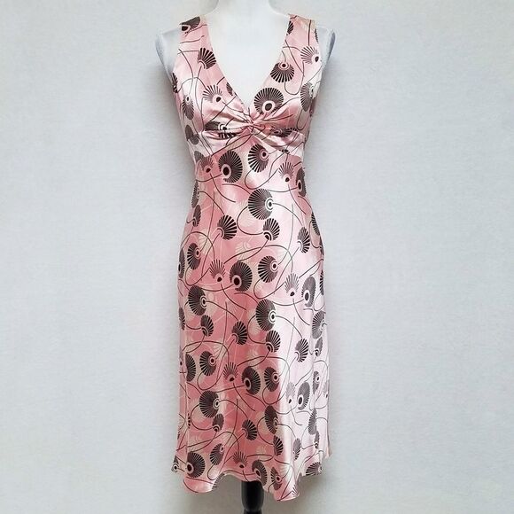 LAUNDRY by Shelli Segal Silk Tie Back V-Neck Sleeveless Floral Slip Dress - Picture 4 of 11